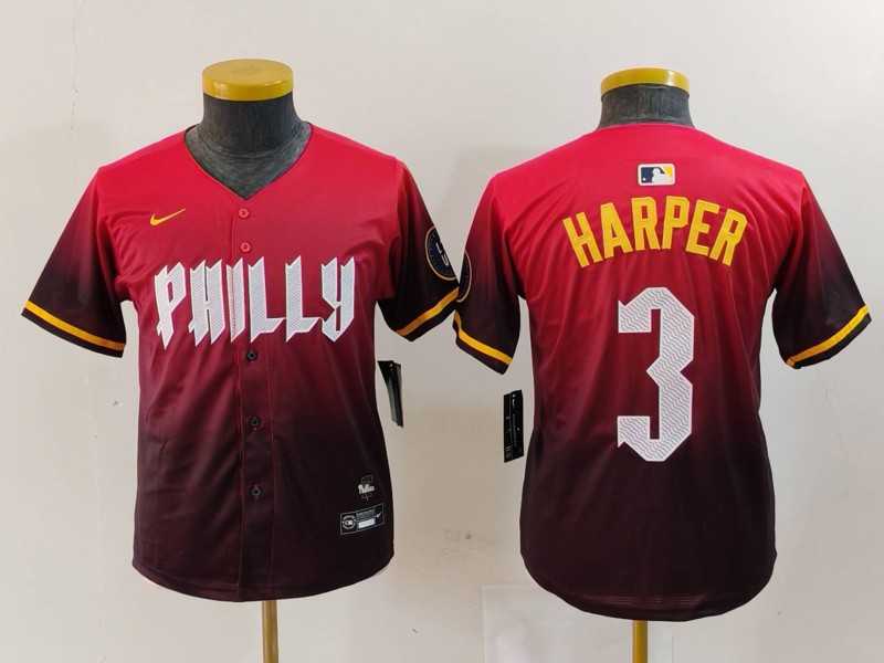 Youth Philadelphia Phillies #3 Bryce Harper Red 2024 City Connect Limited Jersey,We sell and wholesale Youth Philadelphia Phillies #3 Bryce Harper Red 2024 City Connect Limited Jersey on line form chian!